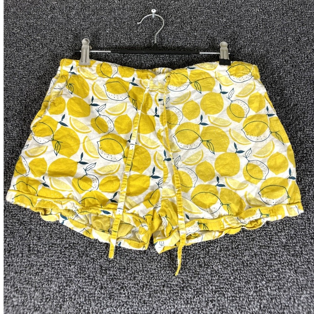 Mahogany Lemon Loungewear Pajama Shorts Womens Small Soft Comfy AOP Yellow White